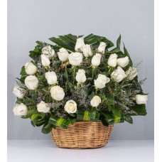 Basket Of White Roses