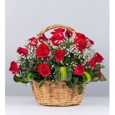 Red Rose Round Basket