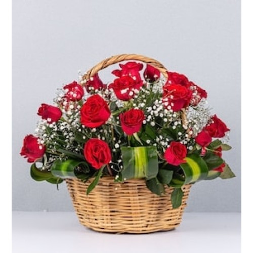Red Rose Round Basket