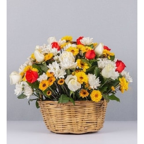 Basket of Daisies and a Touch of Orange