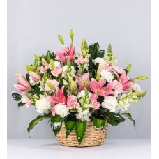 White Carnations, Pink Carnations, Pink Lilies and White Sna...