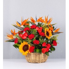 Mixed Basket With Sunflowers