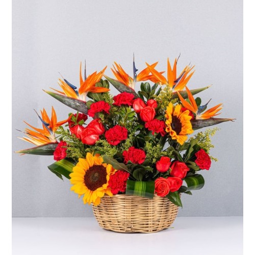 Mixed Basket With Sunflowers