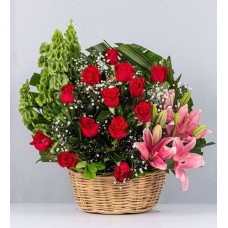 Mixed Basket Of Red Roses