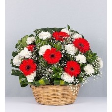 Basket of Red Gerberas and Carnations