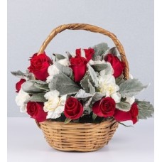 Basket Jr Red Rose and White Carnation