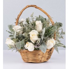 Basket Jr White Roses And Miller