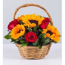 Basket Jr Sunflowers And Roses