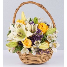Basket Jr Lily And Yellow Rose
