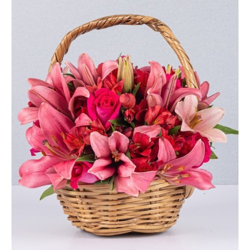 Basket Jr Lily Pink And Roses