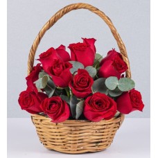 Basket Jr Red Rose And Eucalyptus