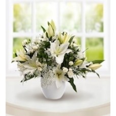 White ceramic lilies