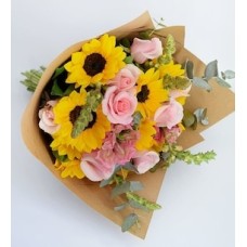 Sunflowers and Pink Roses