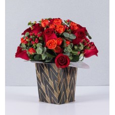 Romance Arrangement With Hypericum And Red Roses