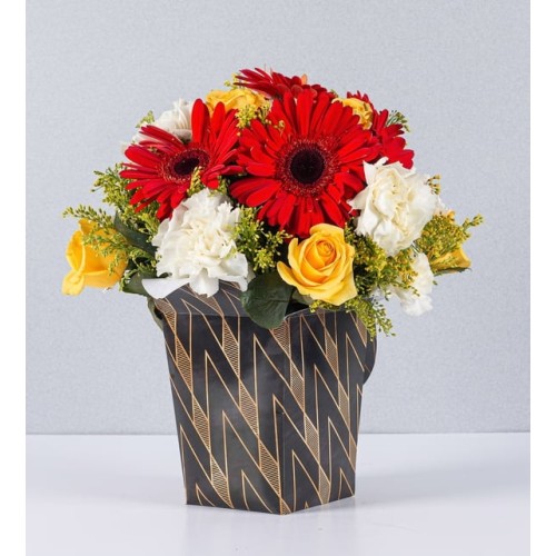 Arrangement Of Roses With Autumn Gerberas