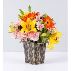 Arrangement of Gerberas with Yellow Lilys