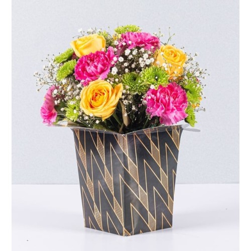 Good Morning Arrangement Of Roses And Daisies
