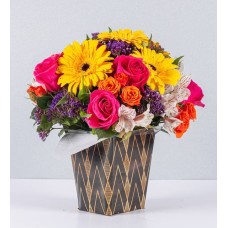 White Astromelias, Yellow Gerberas, Orange Roses, Topaz Rose...