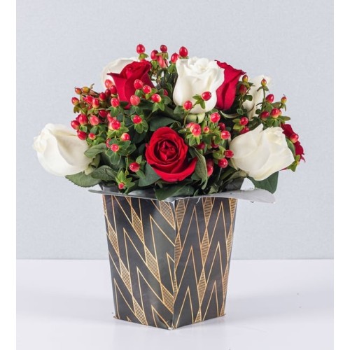 Detail Of Red And White Roses