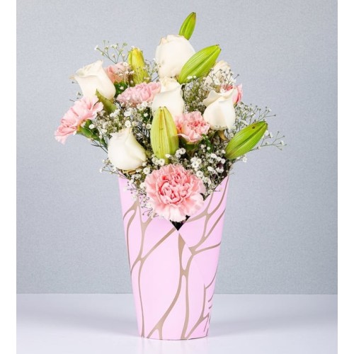 Deco Box Lily, Roses And Carnations