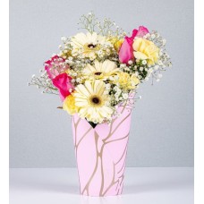Deco Box Gerbera White And Pink Topaz