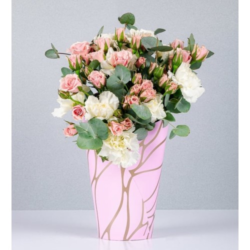 Deco Box Mini Pink Rose And Carnations
