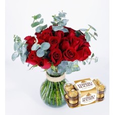 36 Red Roses And Ferrero Chocolates
