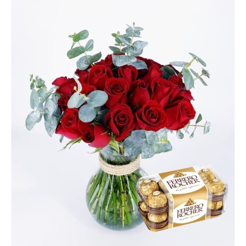 36 Red Roses And Ferrero Chocolates