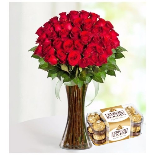40 Red Roses And Ferrero Chocolates