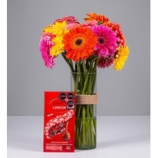 20 Colorful Gerberas and Lindt