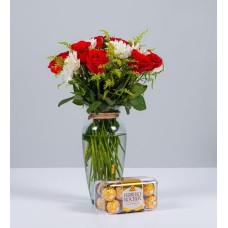 Red Rose And White Daisy Ferrero 16
