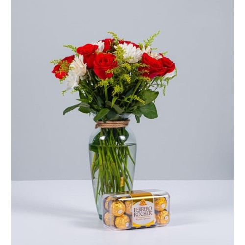 Red Rose And White Daisy Ferrero 16