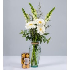 White Gerberas, Puppies and Ferrero 16