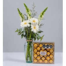 White Gerberas, Puppies and Ferrero 24