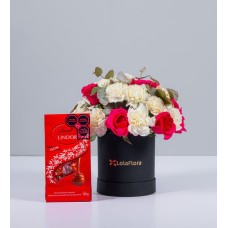 White Carnations, Boxed Pink Topaz And Lindt