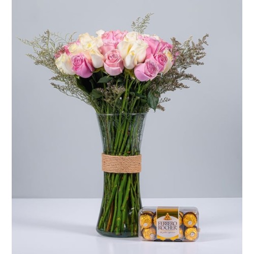 50 White Roses, Roses In Vasero And Ferrero 16