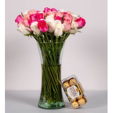 50 White Roses And Combined With Ferrero 16