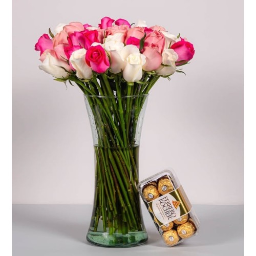 50 White Roses And Combined With Ferrero 16