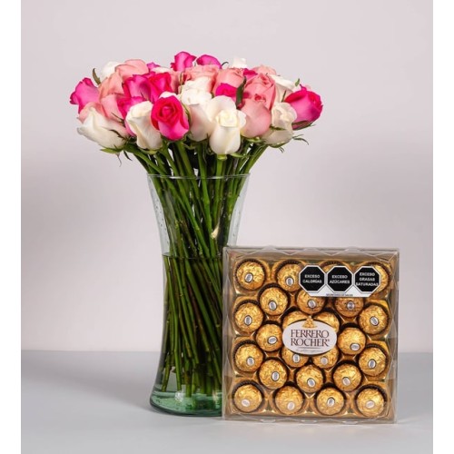 50 White Roses And Combined With Ferrero 24