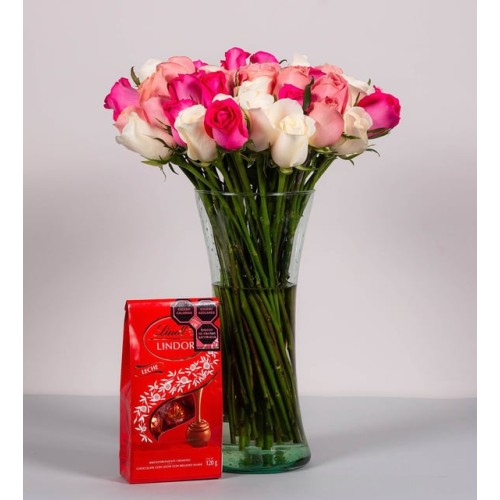 50 White Roses And Combined With Lindt