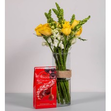 Yellow Roses And Perritos With Lindt