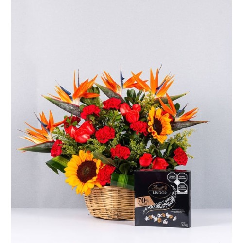 Bird Of Paradise Basket With Lindt Bitter