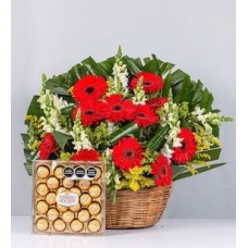Basket Gerberas Oranges and Ferrero 24