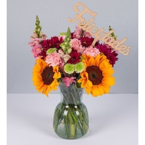 Autumn Detail with Sunflowers and Pick Congratulations