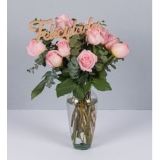 Detail of Pink Roses and Pick Congratulations