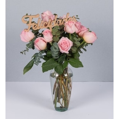 Detail of Pink Roses and Pick Congratulations