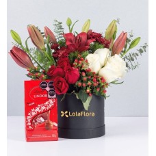 Supreme Box Lily Pink And Roses With Lindt