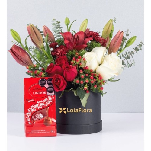 Supreme Box Lily Pink And Roses With Lindt