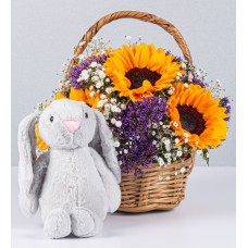 Jr Sunflower, Espumilla And Bunny Basket