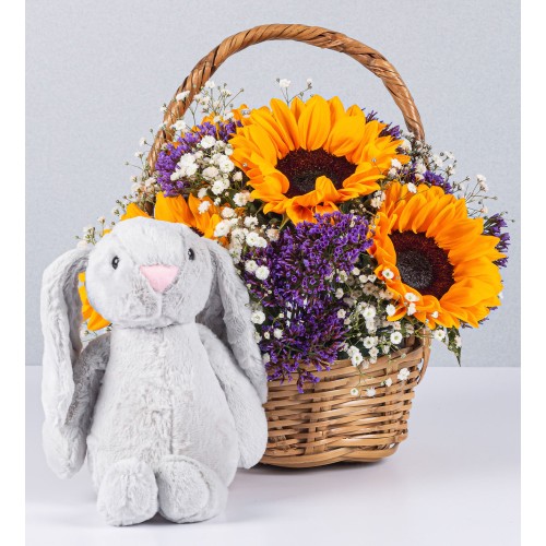 Jr Sunflower, Espumilla And Bunny Basket